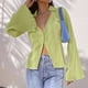 thumbnail image 4 of Cárdigan de mujer para primavera y verano, cuello redondo, manga larga, malla transparente, lentejuelas decorativas, camiseta, blusa para mujer, 4 of 9