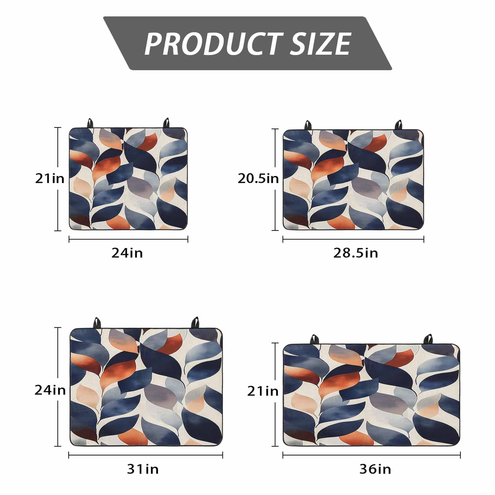 Navy Blue Burnt Orange Stove Top Cover for Electric Stove, Heat-proof & Non Slip Glass Top Stove Cover Protector, Botanical Abstract Palm Leaf Kitchen Flat Cooktop Rubber Mat 24x21 Inches