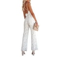 thumbnail image 4 of GXFC Women Elegant Jumpsuit Lace Spaghetti Straps V Neck Backless One Piece Wide-Leg Jumpsuits Long Romper Bodysuit, 4 of 9