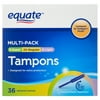 Equate Tampons with Plastic Applicator, Unscented, Light, Regular and Super (36 Count)