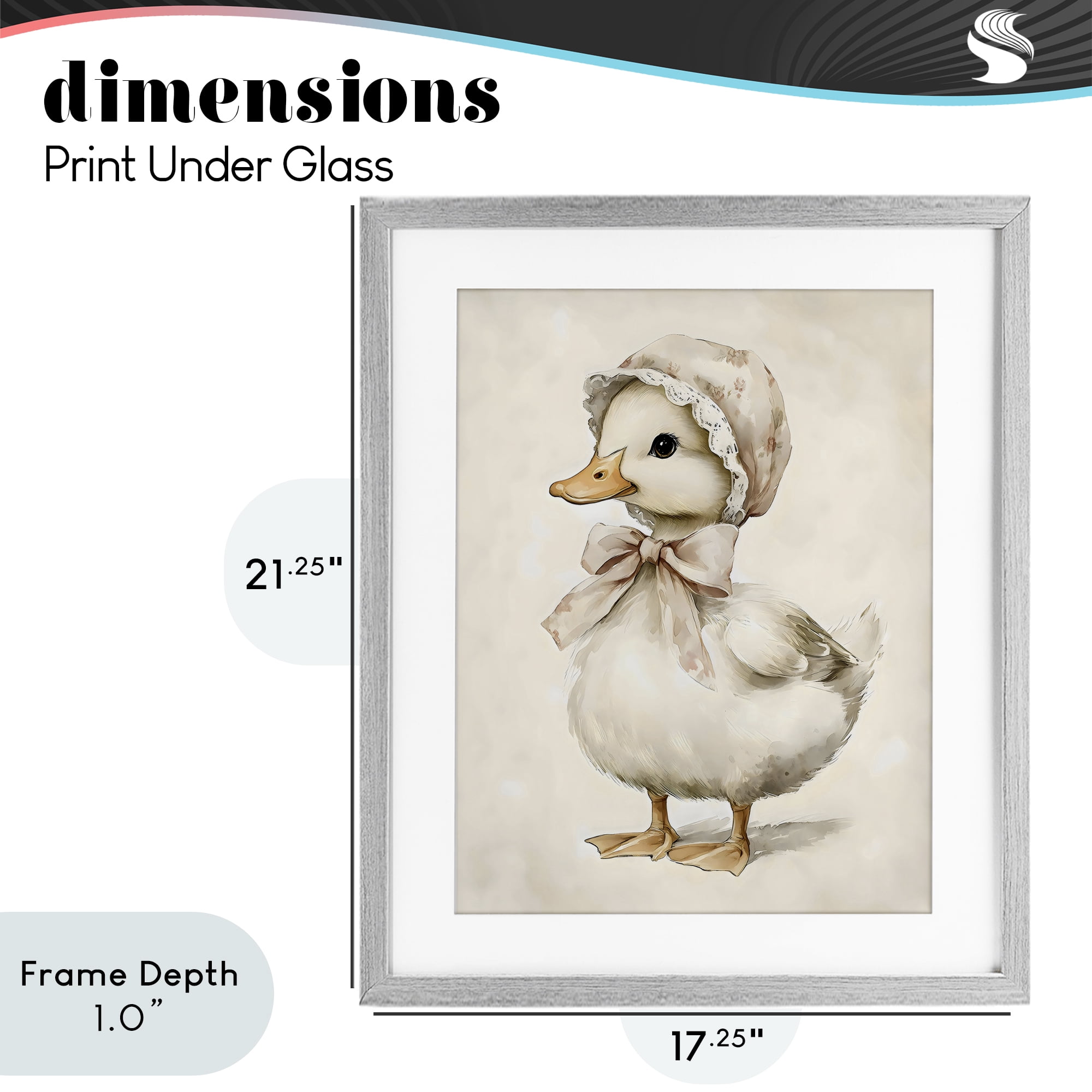 Stupell Industries Duck Wearing Bonnet Gray Framed Print Under Glass, design by Arlington Prints