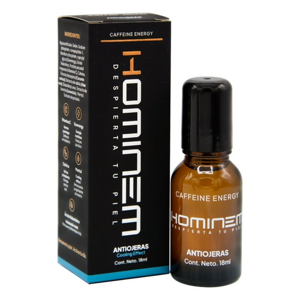 HOMINEM Antiojeras Cooling Effect Hombre, Contorno de Ojos Roll-On, 18 ml, Vitamina C, Cafeína, Ácido Hialurónico, Mentol y Dawnergy™, Refresca, Ilumina y Reduce Ojeras