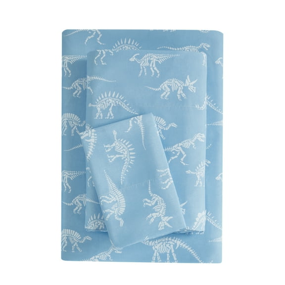 Your Zone Kids Super Soft Microfiber Sheet Set Twin, Blue Dino, 3 Piece