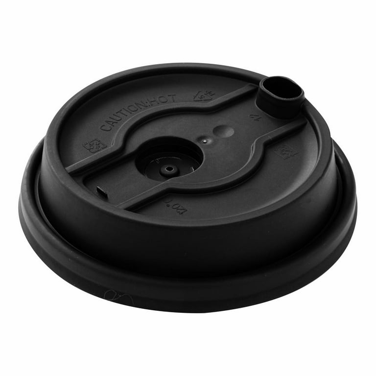 Black Plastic Coffee Cup Lid - Fits 8, 12, 16 and 20 oz - 500 count box
