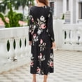 thumbnail image 5 of Grace Karin Women's Fall Square Neck Long Sleeve Floral Dress Casual Flowy High Waist A Line Midi Dress with Pockets, 5 of 5