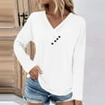 thumbnail image 2 of LEAVINGSUO Long Sleeve T-Shirt Women's Fashion Solid Loose T-Shirt Long Sleeves Blouse V-Neck Casual Tops, 2 of 5