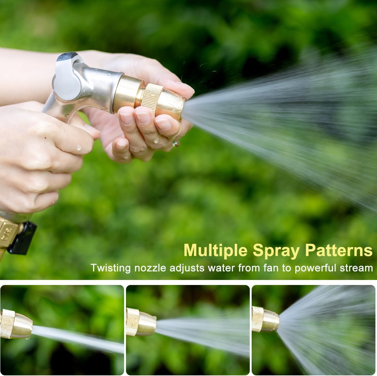 FANHAO Professional Heavy Duty Garden Hose Nozzle, Metal Thumb Control Watering Nozzle for Lawn