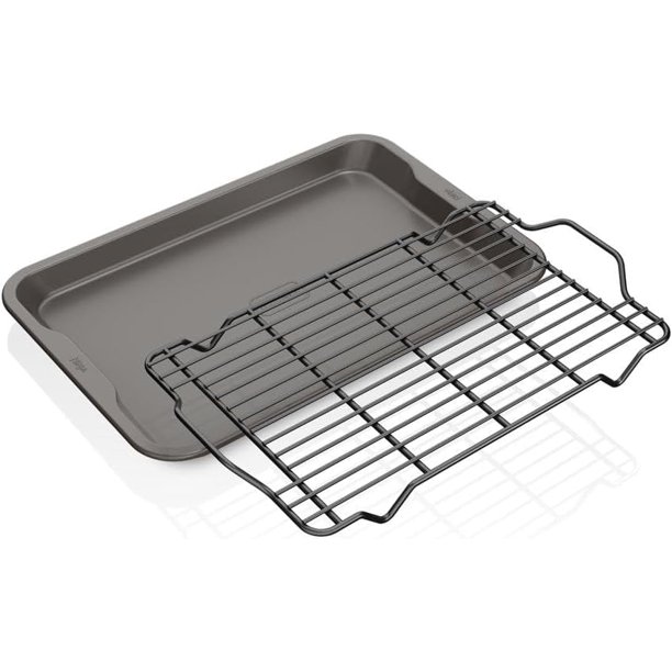 Juego de 3 bandejas para hornear de primera calidad NeverStick de Foodi, antiadherentes, aptas para horno hasta 500 ⁰F, con bandeja de 9 x 13 pulgadas, bandeja de 10 x 15 pulgadas y bandeja de 11 x