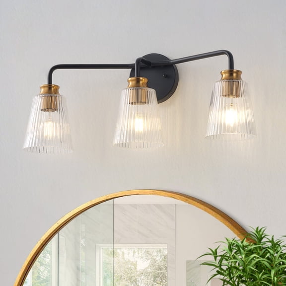 22.24" Contemporary Vaniy Light, 3-Light Bathroom Light Fixtures with Clear Glass Shades for Bedroom, Hallway & Entryway