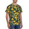 thumbnail image 4 of Yiaed Fresh Orange Print Mens Short Sleeve Tight Fit T-Shirt, Crewneck Casual Tee-Small, 4 of 5