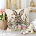 thumbnail image 2 of KCEHTA Easter Pillow Covers 18x18 Inch Farmhouse Rabbit Spring Floral Pillowcase for Couch Sofa Bed, 2 of 5