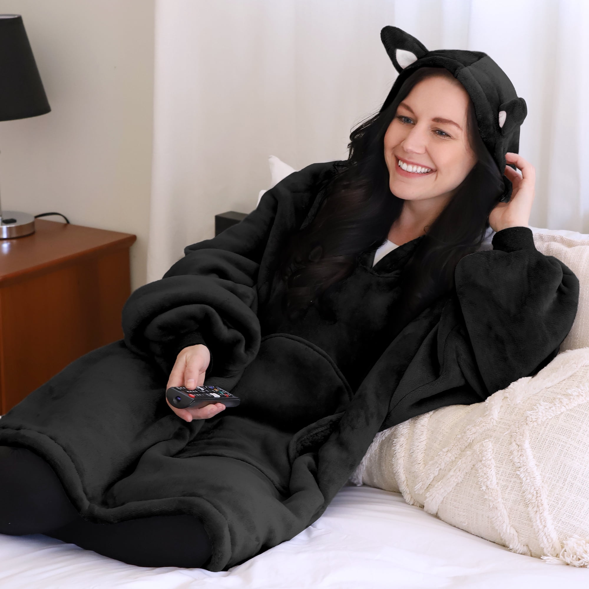 Catalonia Oversized Wearable Blanket Hoodie Sweatshirt, Comfortable Sherpa Lounging Pullover for Adults Men Women Teenagers Wife Girlfriend Gift