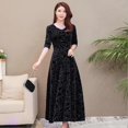 thumbnail image 3 of Women's Casual Velvet Dress V Neck French Style Elegant Slim Fit Dresses, 3 of 3