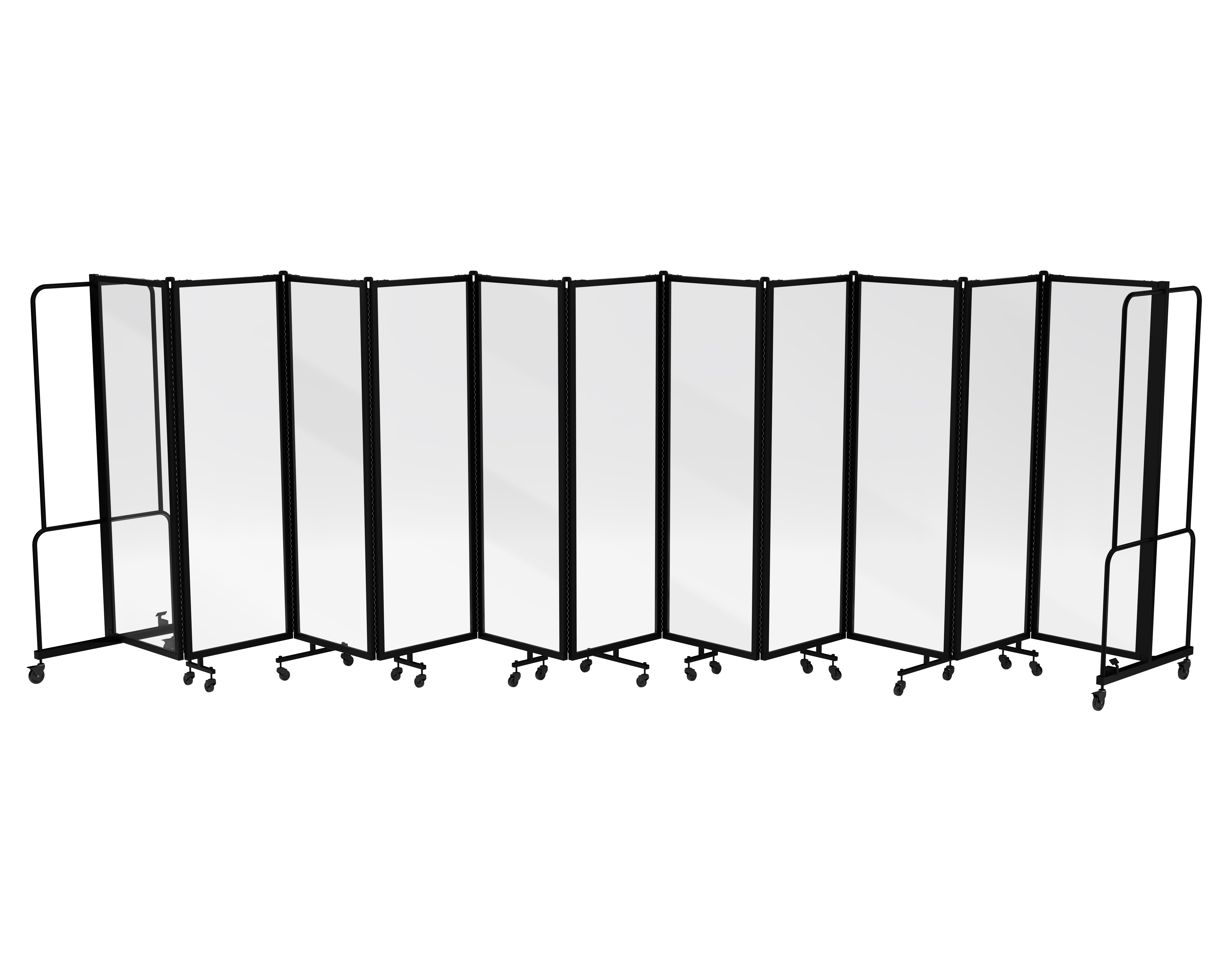 Hampden Furnishings Otis Collection Portable Room Divider, 11 Transparent Panels, Black Frame