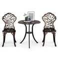 thumbnail image 7 of 3-piece Patio Bar Table Set, All-Weather Cast Aluminum Outdoor Bistro Set, Patio Chairs & Table for 2 High Backrest Design, Floral Pattern, 7 of 7