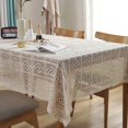thumbnail image 1 of Vintage Handmade Crochet Diamond Tablecloth Decorative Macrame Lace Table Cloth Cover Layer for Kitchen Dinning Pub Bedside Tabletop Sheet Decoration(Beige, 55 x 55 Inch), 1 of 5