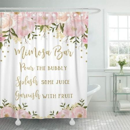 Yusdecor Watercolor Welcome Mimosa Bar Blush Pink Gold Fl Sign Bathroom Decor Bath Shower Curtain 66x72 Inch Canada - Blush Pink Shower Curtain Canada