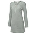 thumbnail image 4 of YWDJ Crop Tops for Women Fashion Women Solid V-Neck Long Zipper Long Sleeve Tight Mini Dress Gray M, 4 of 8