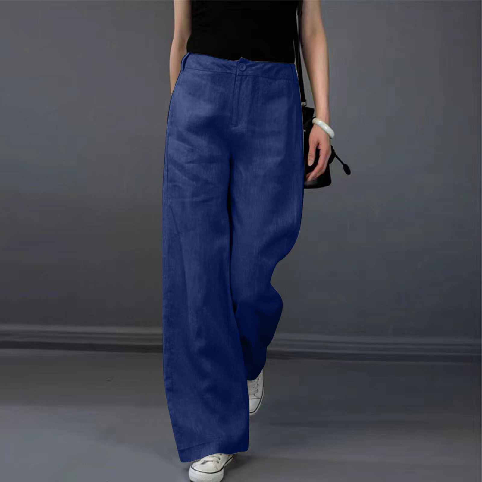 Kcocoo Womens Linen Pants High Waisted Wide Leg Casual Loose Length