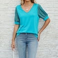 thumbnail image 2 of adviicd T-Shirts Graphiques pour Femmes T-Shirt d'Été pour Femmes T-Shirts Graphiques Mignons Amples Col Rond Manches Courtes Hauts Décontractés Bleu,L, 2 of 5