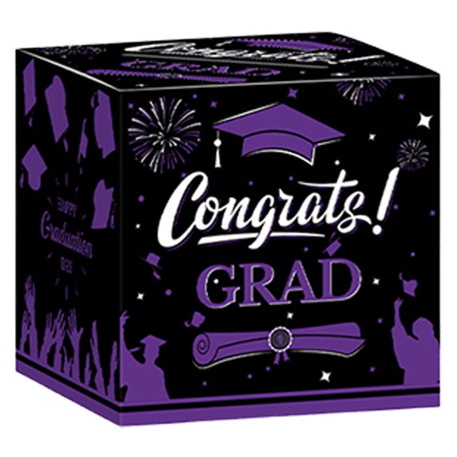 Graduation Card Box Holder Congrats Grad Foldable Cardboard Box for Graduation Decoration and Grad Parties Decor Graduation Celebration Decorations Event Party Supplies Party Decor Party Essentials