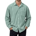 thumbnail image 2 of HUANBAI Casual Corduroy Shirt For Long Sleeve Pocket Shirt In Relaxed Fit Soft Knit Everyday Button Up Top For Everyday Wear, 2 of 4