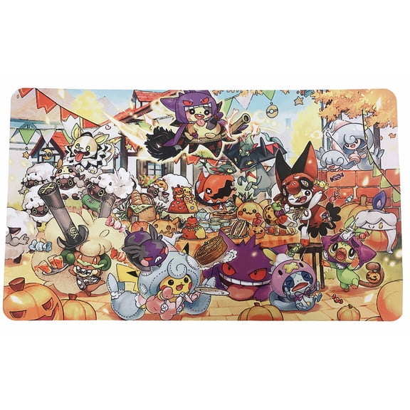 Pokemon Themed Playmat - Halloween Party 2020 - Card Game Mat - Large (23.5 inches x 14 inches)