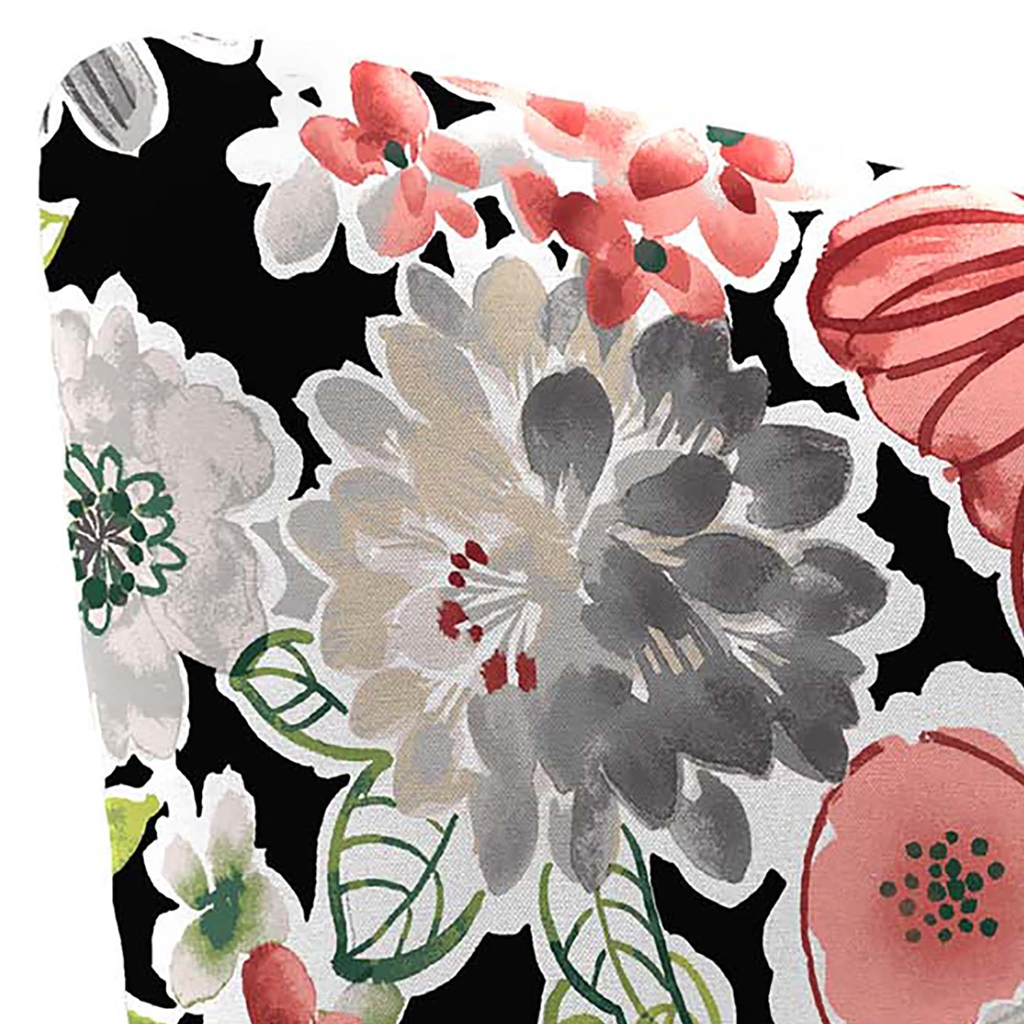 Jordan Manufacturing 23.5" x 24" Tamani Black Floral Square Tufted Outdoor Deep Seat Chair Back Cushion with Fabric Button