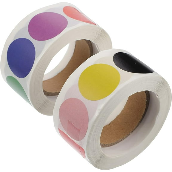 Colored Tabs 2 Rolls of Self-Adhesive Round Dot Stickers Stationery Stickers for School Circle Dot Stickers