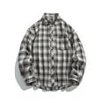 thumbnail image 2 of Iugvhana Mens Oversized Flannel Shirt Long Sleeve Plaid Flannel Shirt Loose Casual Button Down Shirts Relaxed Fit White XXXXL, 2 of 9