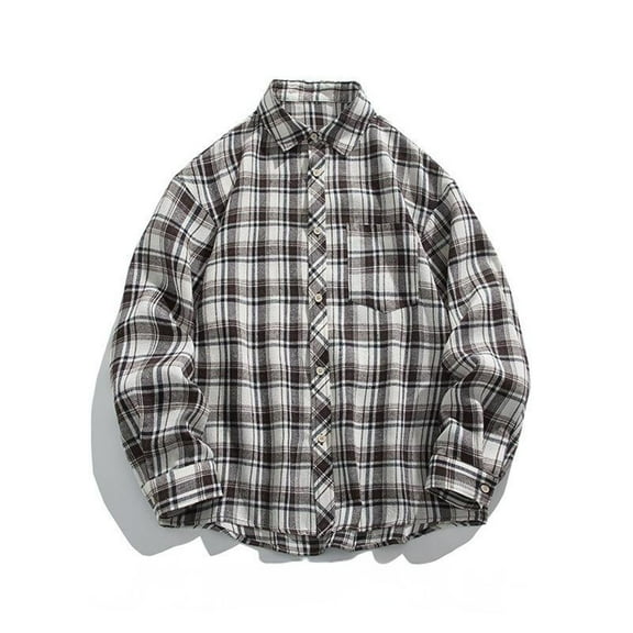M-5X Plus Size Shirts for Men with Pocket Big & Tall Long Sleeve Tshirts Shirt Button-Down Collared Casual Plaid Printed Office Work Shackets Tops