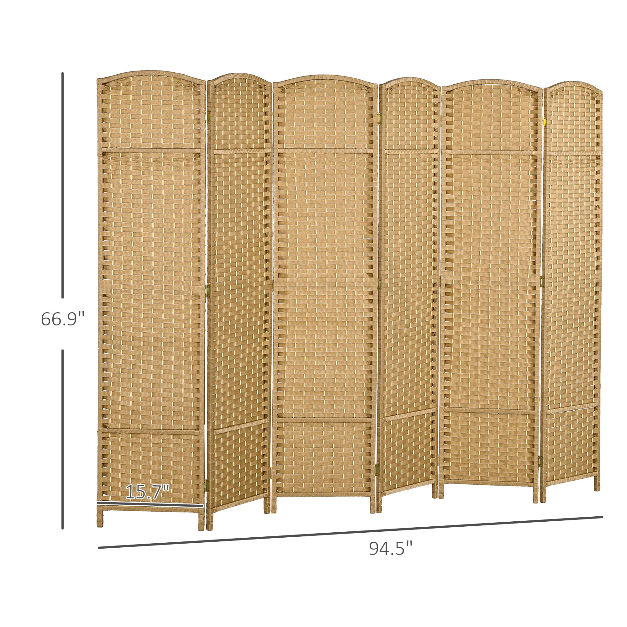HOMCOM 6 Panel Room Divider Freestanding Folding Privacy Screen Nature Wood