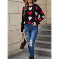 thumbnail image 4 of Michellecmm Women Valentine's Day Knit Sweater Heart Pattern Long Sleeve Round Neck Pullovers Fall Winter Casual Jumpers Tops, 4 of 9