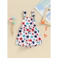 thumbnail image 3 of Musuos Kids 4th of July Denim Overalls 6 12 18 24M 3 4 5 6Y Star Print Short Suspender Jean Jumpsuit with Pocket for Boys Girls, 3 of 9