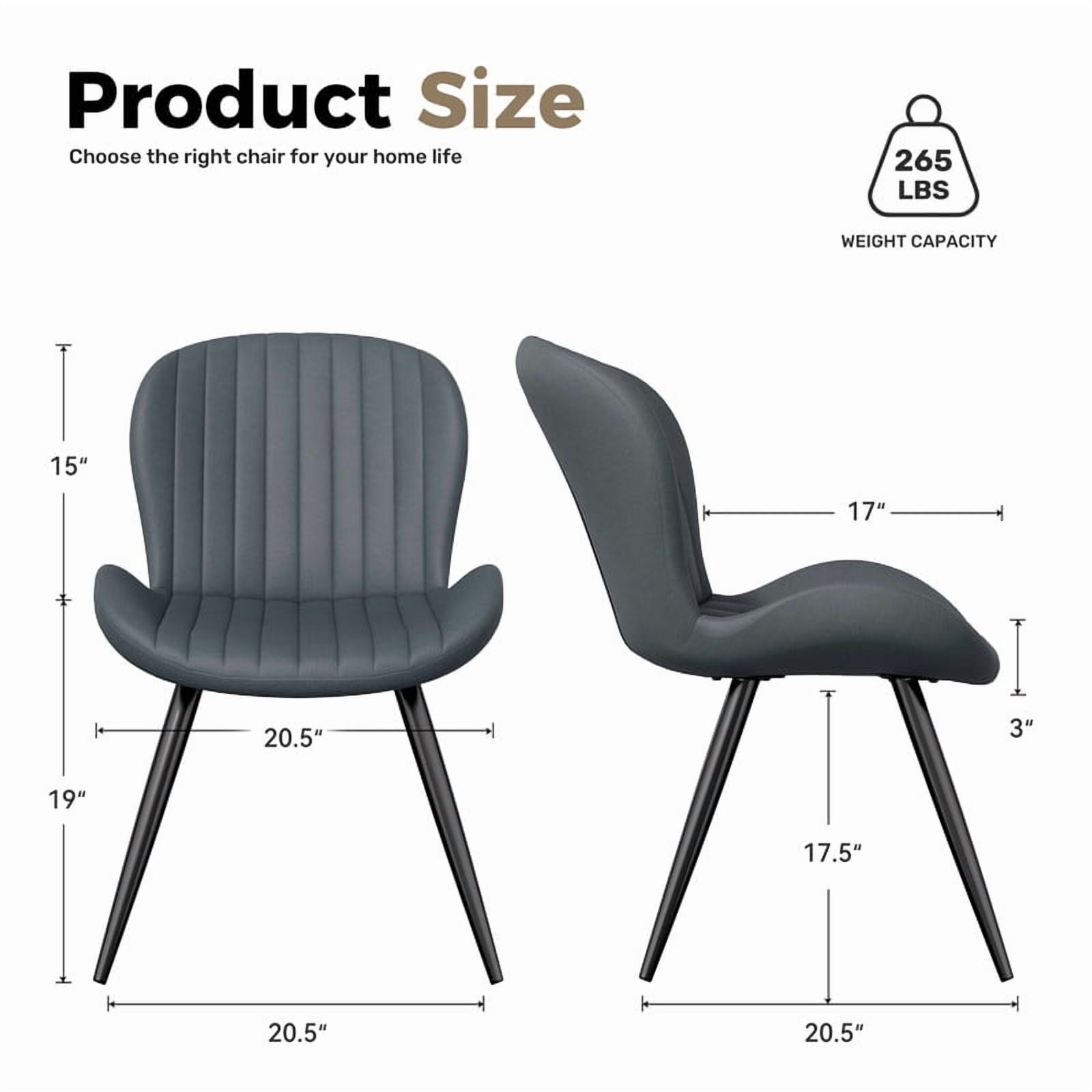 Daluvenix Modern Dining Chairs Set of 4 Upholstered Comfy Fabric Kitchen & Dining Room Chairs with Metal Legs & Thick Cushions for Living Room, Dark Grey