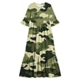 thumbnail image 4 of Girls Summer Maxi Dress Kids Camouflage Print Short Sleeve T-Shirt Dress for School Casual Dress with Pockets Army Green 13-14 Years, 4 of 7