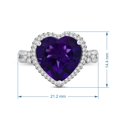 thumbnail image 2 of Jewelili Sterling Silver with 12 MM Heart Shape Amethyst and Round Created White Sapphire Engagement Ring, Size 7, 2 of 6
