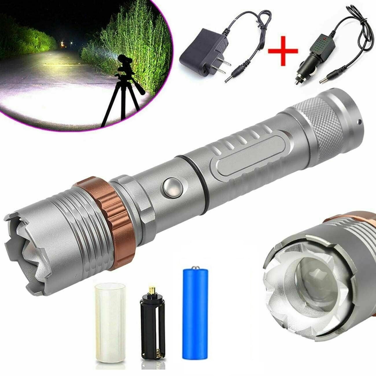 Super Mini LED Flashlight 3 Mode 2000LM XM-L T6 Waterproof Torch Silver 