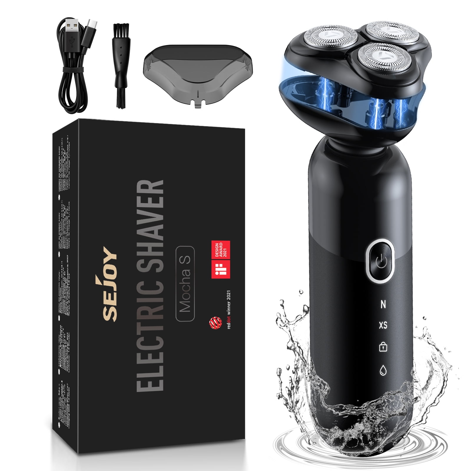 SEJOY Electric Shaver 3 Heads Cordless For Men，Wet Dry Rotary Shaver