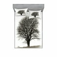 thumbnail image 2 of Ambesonne Grey Fitted Sheet & Pillow Sham Set, Fall Tree Monochrome Art, Twinxl, Beige Black, 2 of 3