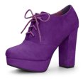 thumbnail image 1 of Botines Con Tacón Grueso Y Plataforma Redonda Para Mujer Púrpura 42, 1 of 8