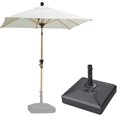 thumbnail image 1 of PURPLE LEAF 6' x 9' Patio Umbrella with Base Market Umbrella Rectangular Outdoor Umbrella with Push Button Tilt & Crank and 8 Ribs Aluminum Table Umbrella for Pool Backyard Beach, Taupe, 1 of 7