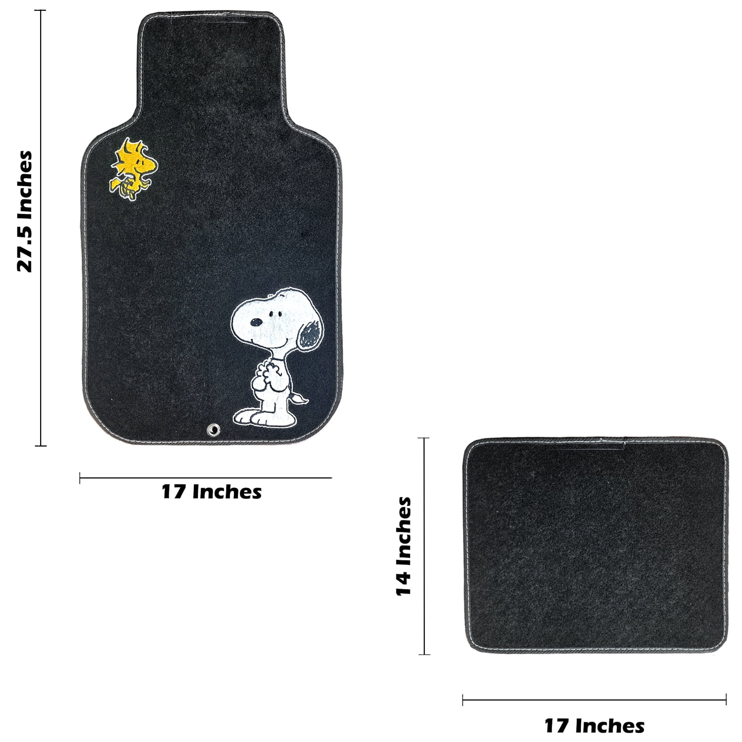 Peanuts Snoopy  Woodstock Car Floor Mats License Plate Frames Steering Wheel Cover 3D Keychain Air Freshener Full Bundle Set