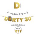 thumbnail image 4 of Inkdotpot Pre-Assembled Bunting Flags Dirty 30 Metallic Gold Bunting Wall Decor Birthday Banner DIY Party Supplies, 4 of 5