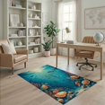 thumbnail image 2 of ODIKA 4'x6' Washable Area Rug Pet Friendly, Non-Shedding Ocean Felt Turtle Coral Motifs Nautical Underwater Reef Marine for Bedroom, Reading Nook, 2 of 7