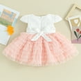 thumbnail image 3 of Bagilaanoe Newborn Baby Girl Party Dress Short Sleeve A-line Princess Dresses 6M 12M 18M 24M Infant Patchwork Tulle Skirt, 3 of 8