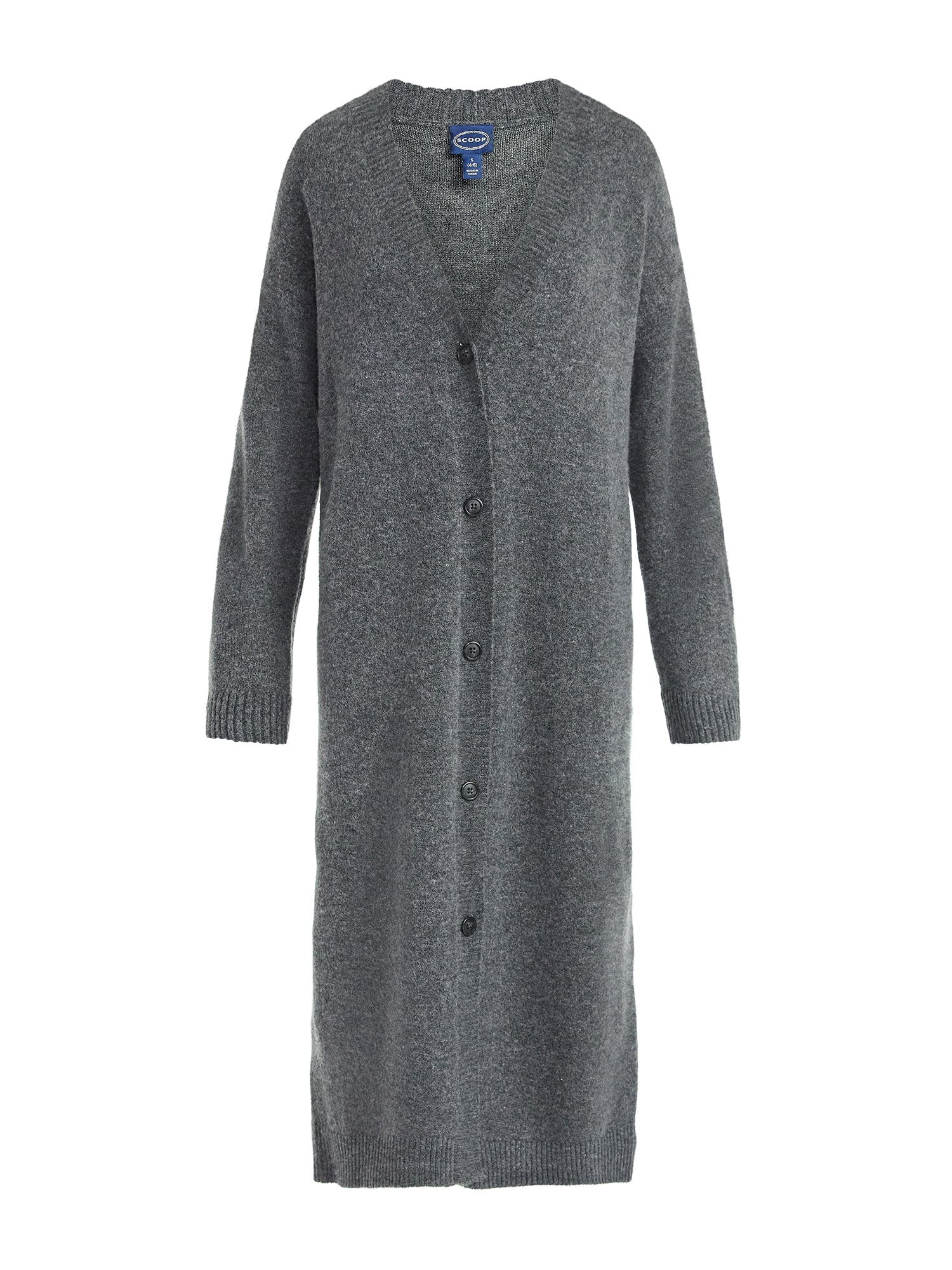 Scoop Women's and Women's Plus Button Front Maxi Cardigan Sweater, Midweight, Sizes, XS-4X