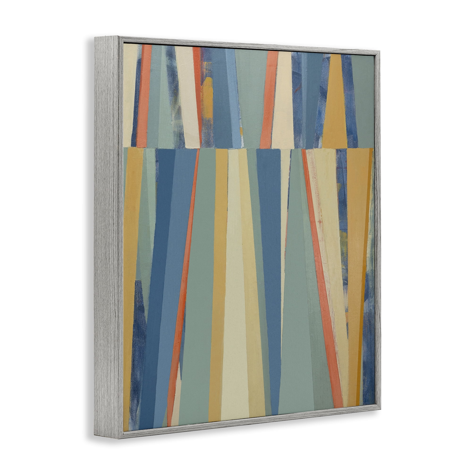 Stupell Industries Soft Blue Pointed Shapes Abstract Painting Gray Framed Art Print Wall Art, 24 x 30
