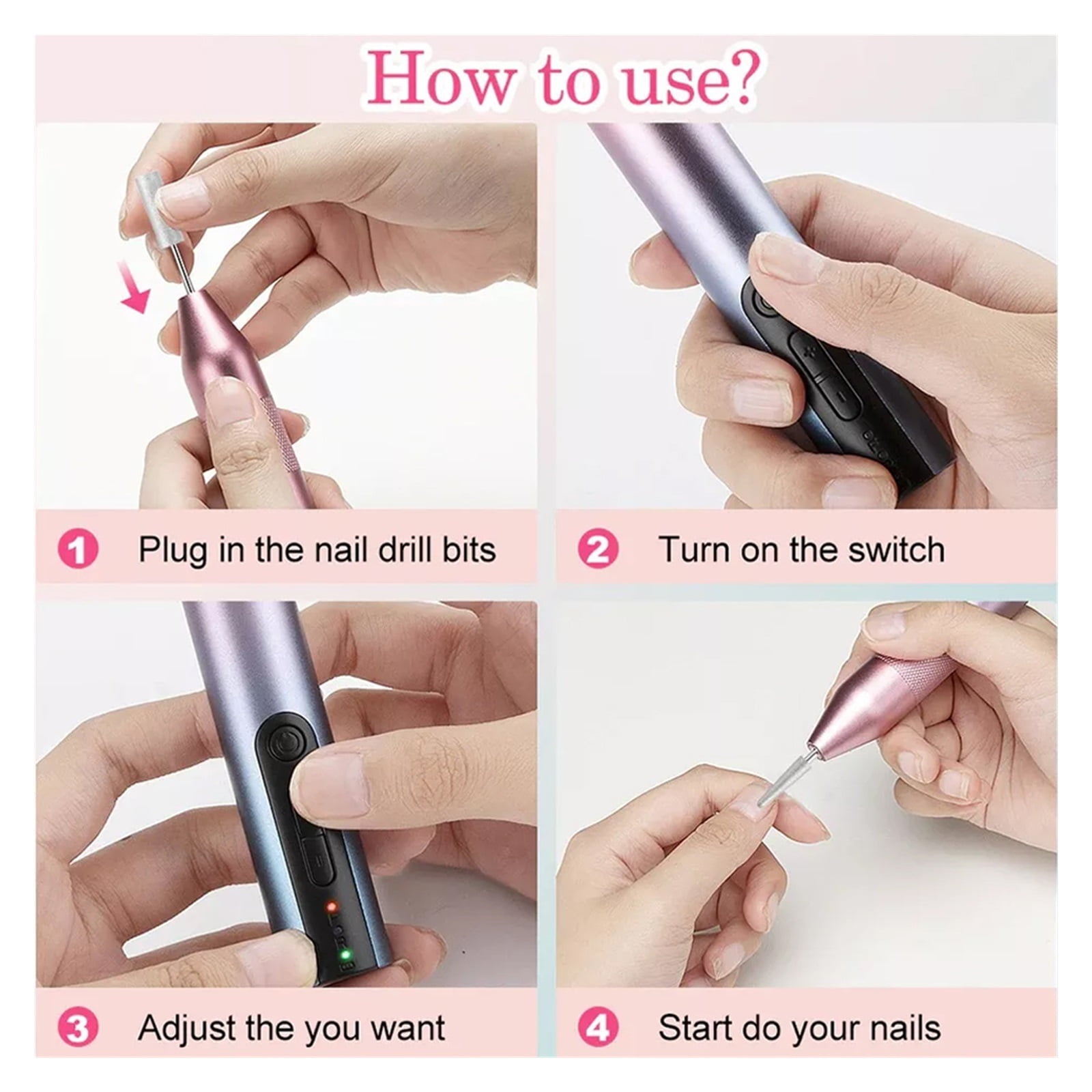 Cordless Electric Nail Drill Machine For Acrylic Nails Gel Polish Remove Manicure Pedicure Nail File Tools Salon Nail Equipment ,Lightweight and Portable