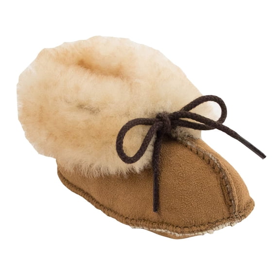 Minnetonka Sheepskin Bootie (Infant/Toddler), Golden Tan 0 Infant